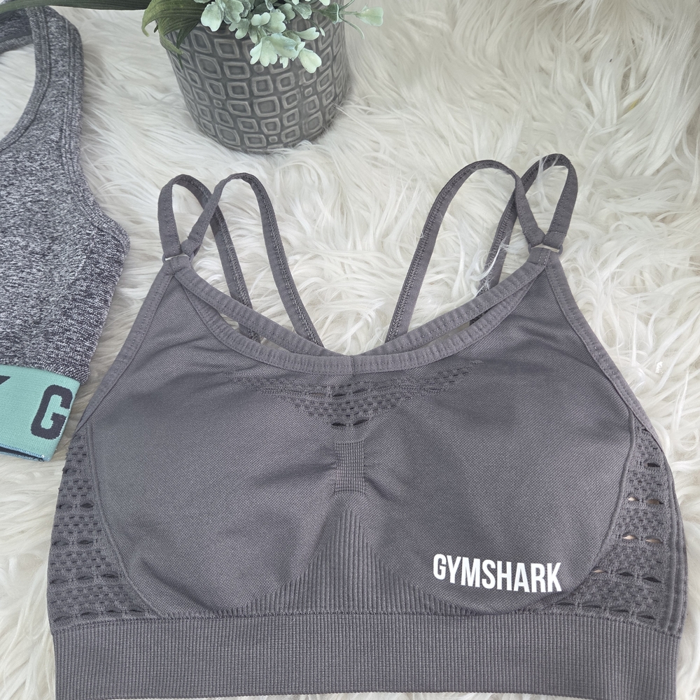 Gymshark Women's Gray Sports Bras - Supportive Activewear , Bundle Of 2 Size S - Picture 7 of 9